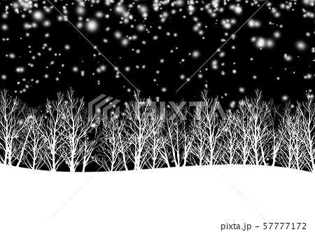 冬 夜 夜景 白黒のイラスト素材