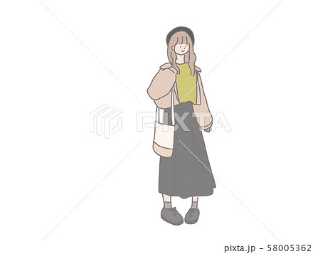 女の子 オシャレ ファッション 秋のイラスト素材