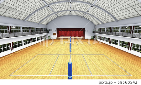 バレーボール 体育館 ボール 施設の写真素材