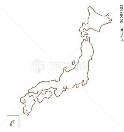 線画 手書き ベクター 日本地図のイラスト素材