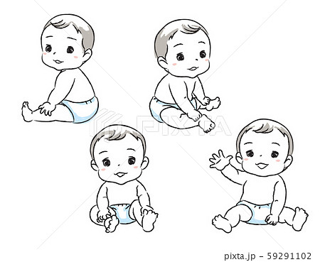 赤ちゃん かわいい 手書き おむつのイラスト素材