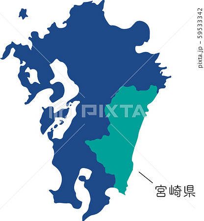 宮崎市地図のイラスト素材