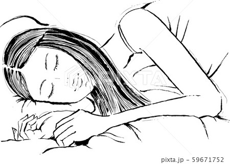 眠る 女性 睡眠 おしゃれのイラスト素材