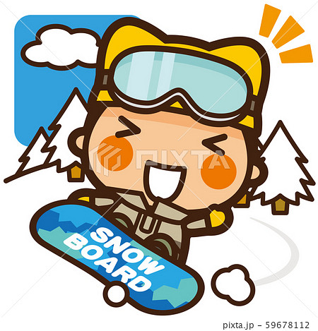 子供用キャラクターイラスト スノーボード スノーボード：イラスト無料