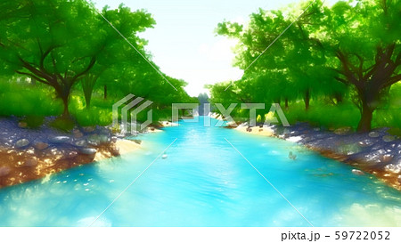 清流 森林 川 森のイラスト素材