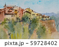 水彩画 風景画 長野県 安曇野 大王わさび農園のイラスト素材 [47971187