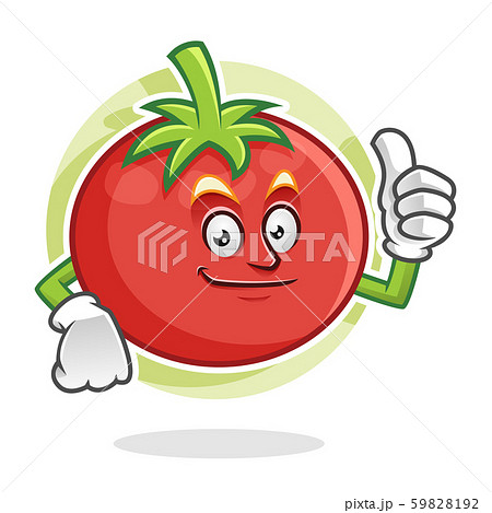 トマト かわいい 顔 野菜 キャラクターの写真素材
