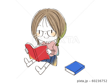 読書 本 読む 女の子のイラスト素材