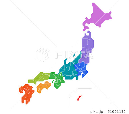 日本地図 色分け 都道府県 全国のイラスト素材