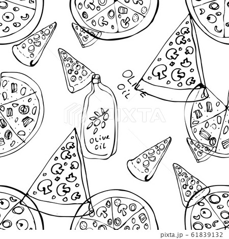 ピザ ピッツァ 描画 モノクロのイラスト素材 Pixta