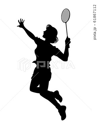 女性 スポーツ バドミントン ラケットのイラスト素材