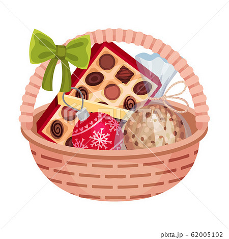 クッキー 籠 お菓子 白バックの写真素材