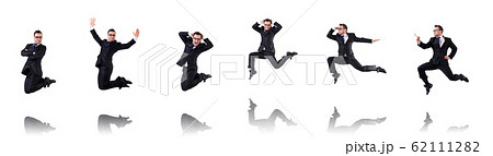 男性 男 ジャンプ ポーズの写真素材