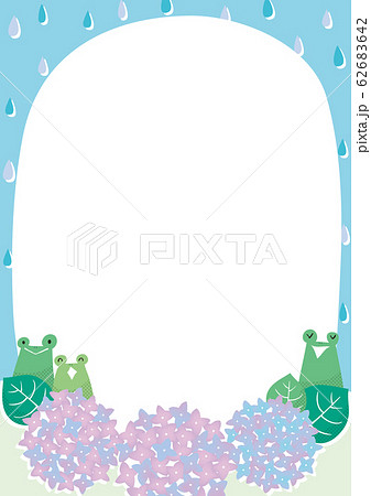 梅雨 雨 フレーム 紫陽花のイラスト素材