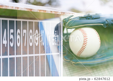 スコアボード 得点板 野球 ベースボールの写真素材