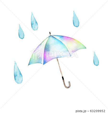 6月 雨 虹 傘のイラスト素材