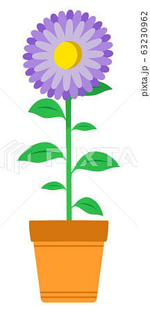 プランター 花 イラスト 紫色のイラスト素材