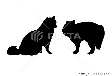 動物シルエット野生タヌキ6のイラスト素材