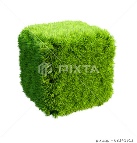 芝生 草 ブロック キューブの写真素材