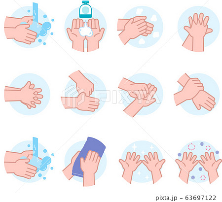 手の洗い方 洗う 手洗い 手のイラスト素材