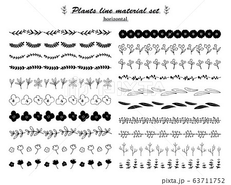 植物 花 葉 ラインのイラスト素材