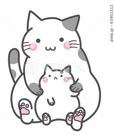 動物 猫 親子 子猫のイラスト素材
