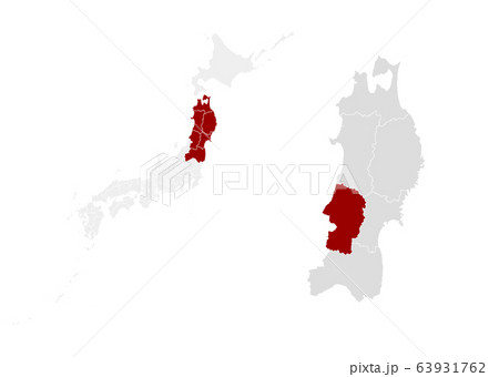 山形県地図のイラスト素材