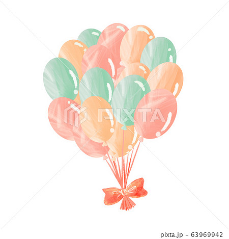 気球 かわいい 手書き 水彩の写真素材