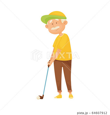 ゴルフ 高齢者 シニア 老人のイラスト素材