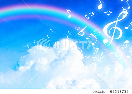 虹 音符 イラスト 空の写真素材