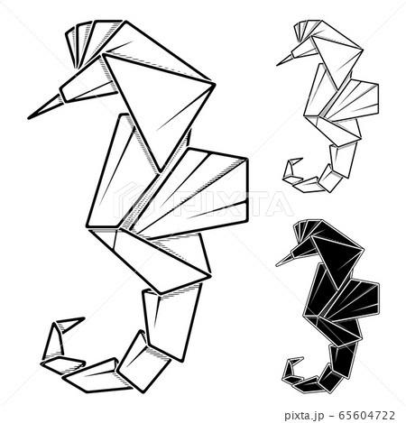 ウミウマ タツノオトシゴ タツノコ おりがみのイラスト素材