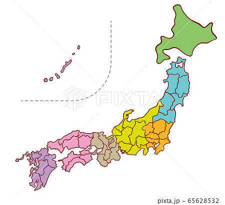 日本地図 関東 中部 地図 中部地方の写真素材