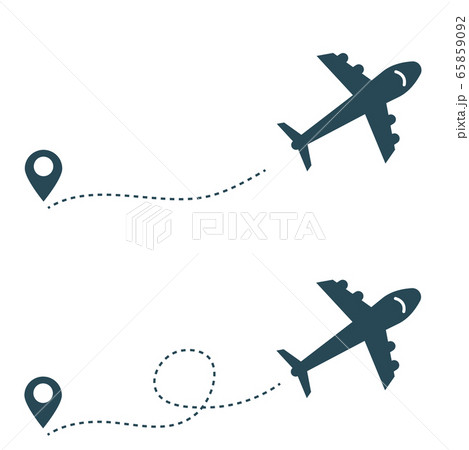 飛行機 線 点線 旅行のイラスト素材