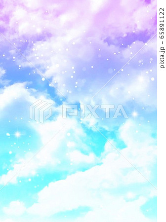 空 雲 パステルカラー 虹色 壁紙の写真素材