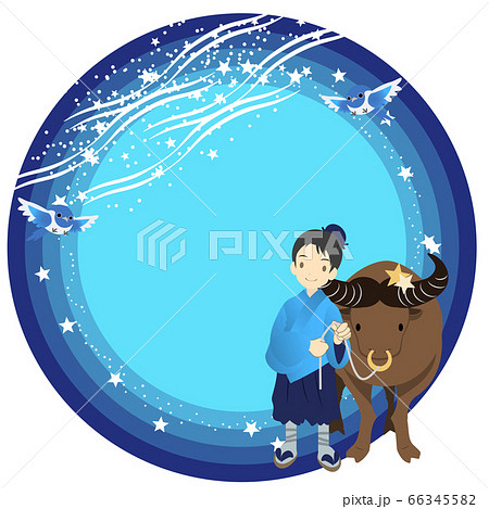 七夕 天の川 牛 彦星のイラスト素材
