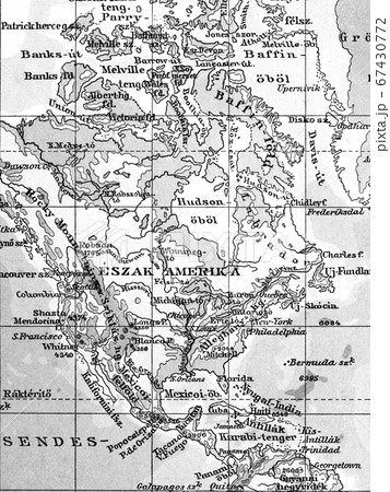 世界地図 マップ 古地図 アメリカの写真素材