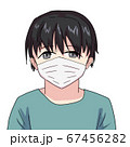 ウイルス予防で黒いマスクを付けている若い男の子のイラスト素材