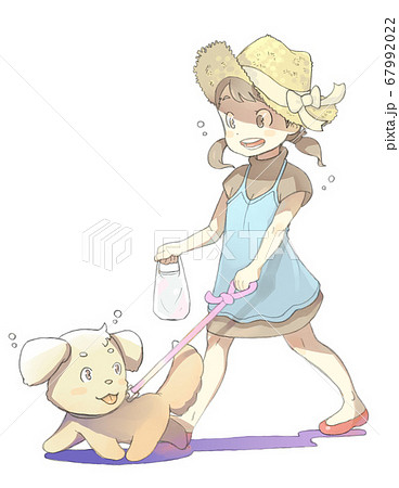 犬 女の子のイラスト素材