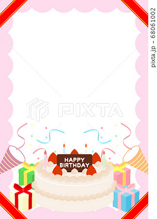 バースデーケーキ メッセージカード ろうそく 誕生日のイラスト素材