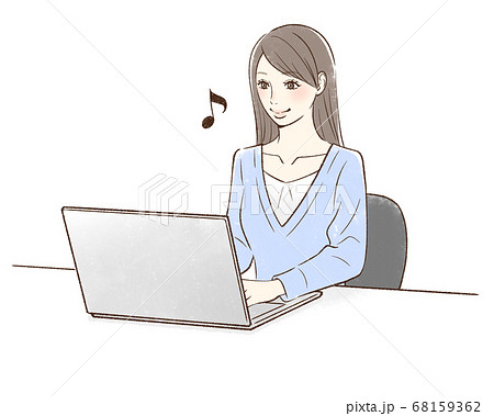 ロング 女の子 かわいいのイラスト素材