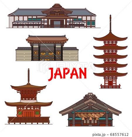 京都の寺のイラスト素材
