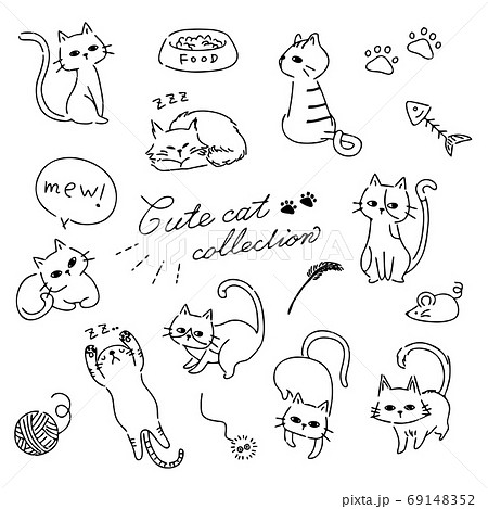 キャラクター 猫 おしゃれ イラストのイラスト素材