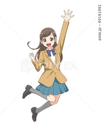 学生 ジャンプ 元気 ベクターのイラスト素材