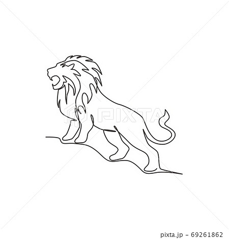 動物 漫画 ライオン 吠えるのイラスト素材