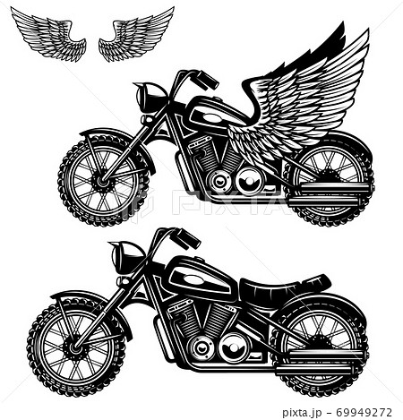 バイク モノクロのイラスト素材