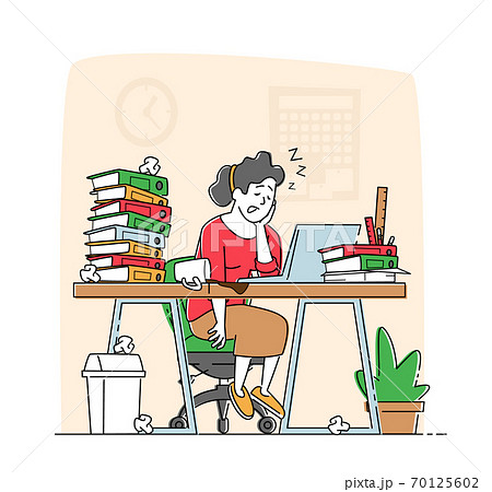 疲労 デスク 机 寝ているのイラスト素材