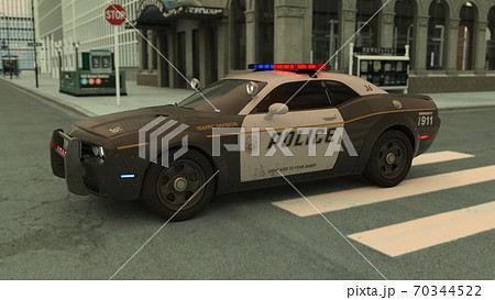 白黒パトカー 車 イラスト 白黒 乗り物のイラスト素材