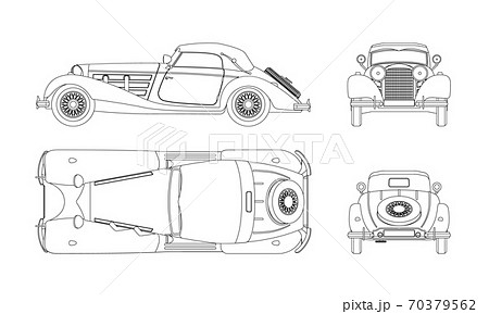 車の正面図 車の図面 イラストの写真素材