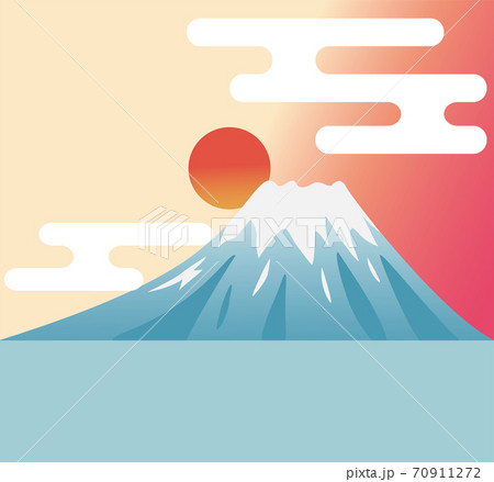 富士山 日の出 初日の出 ベクターのイラスト素材