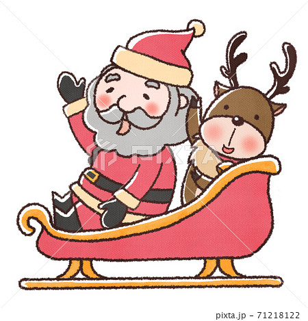 サンタクロース クリスマス トナカイ ソリのイラスト素材